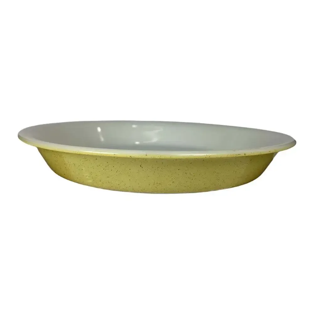 Vintage Pyrex 8.5 Inch Desert Dawn Yellow Speckled Pie Plate Ovenware #209 USA - Picture 2 of 8